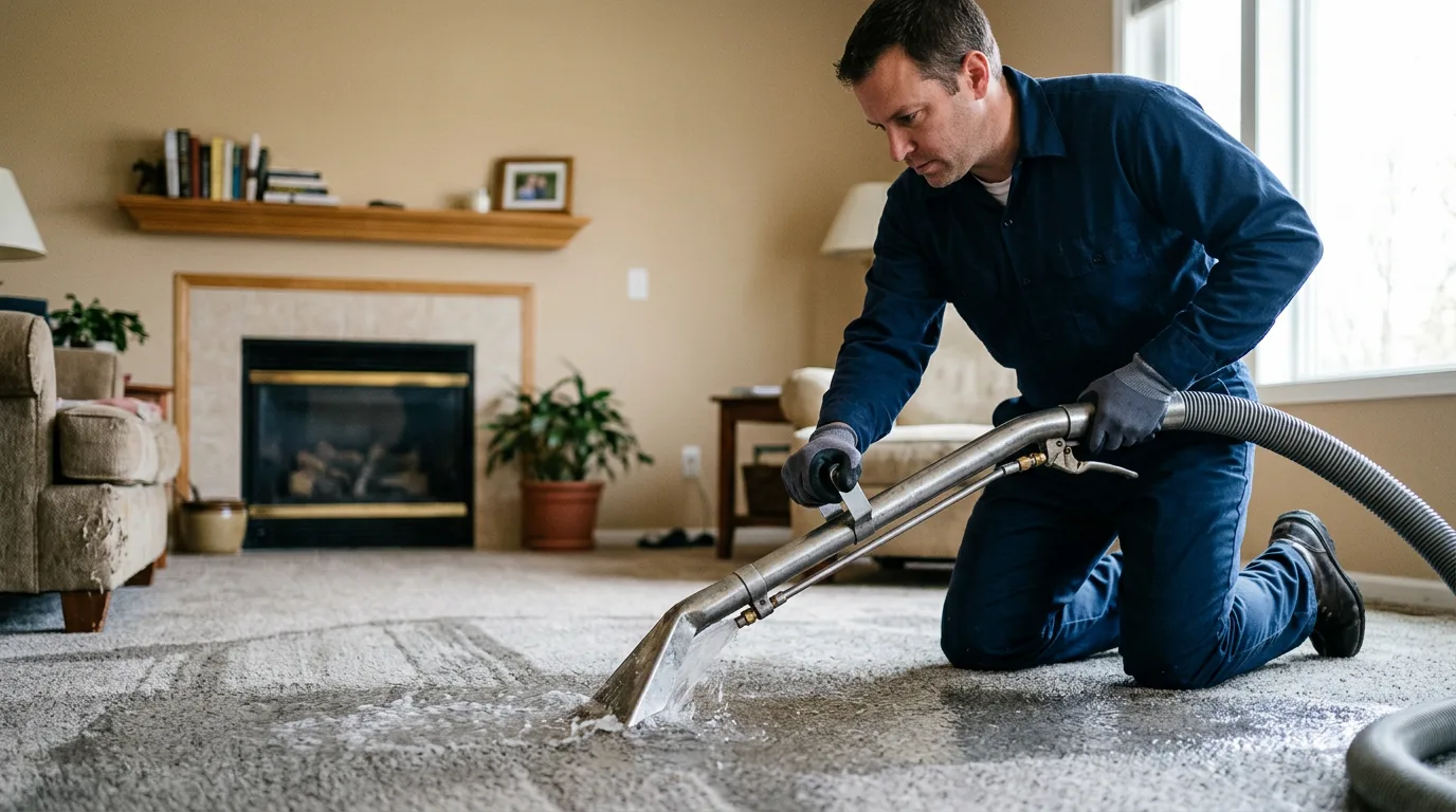 Water damage restoration technician working near Thornville, OH